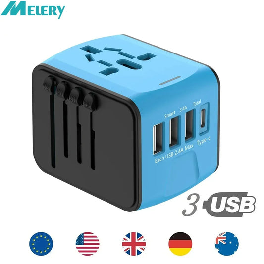 Travel Adapter Universal Plug with USB Type-C Ports