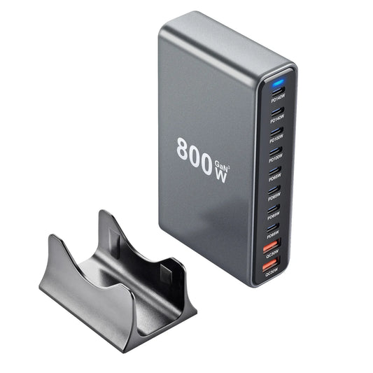 800W 10-Port USB-C GaN Fast Desktop Charger