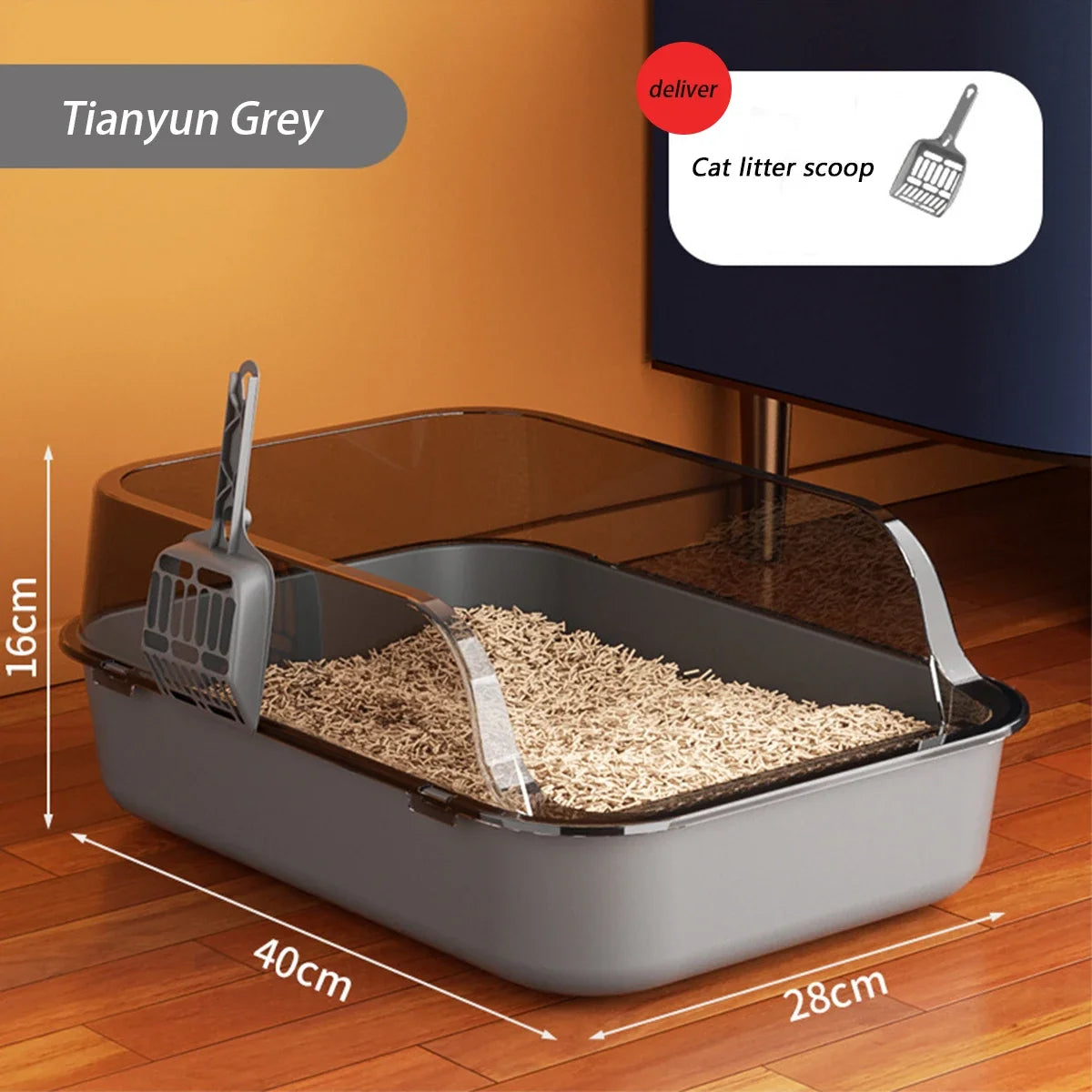 Cat Litter Box (Titanium Grey)