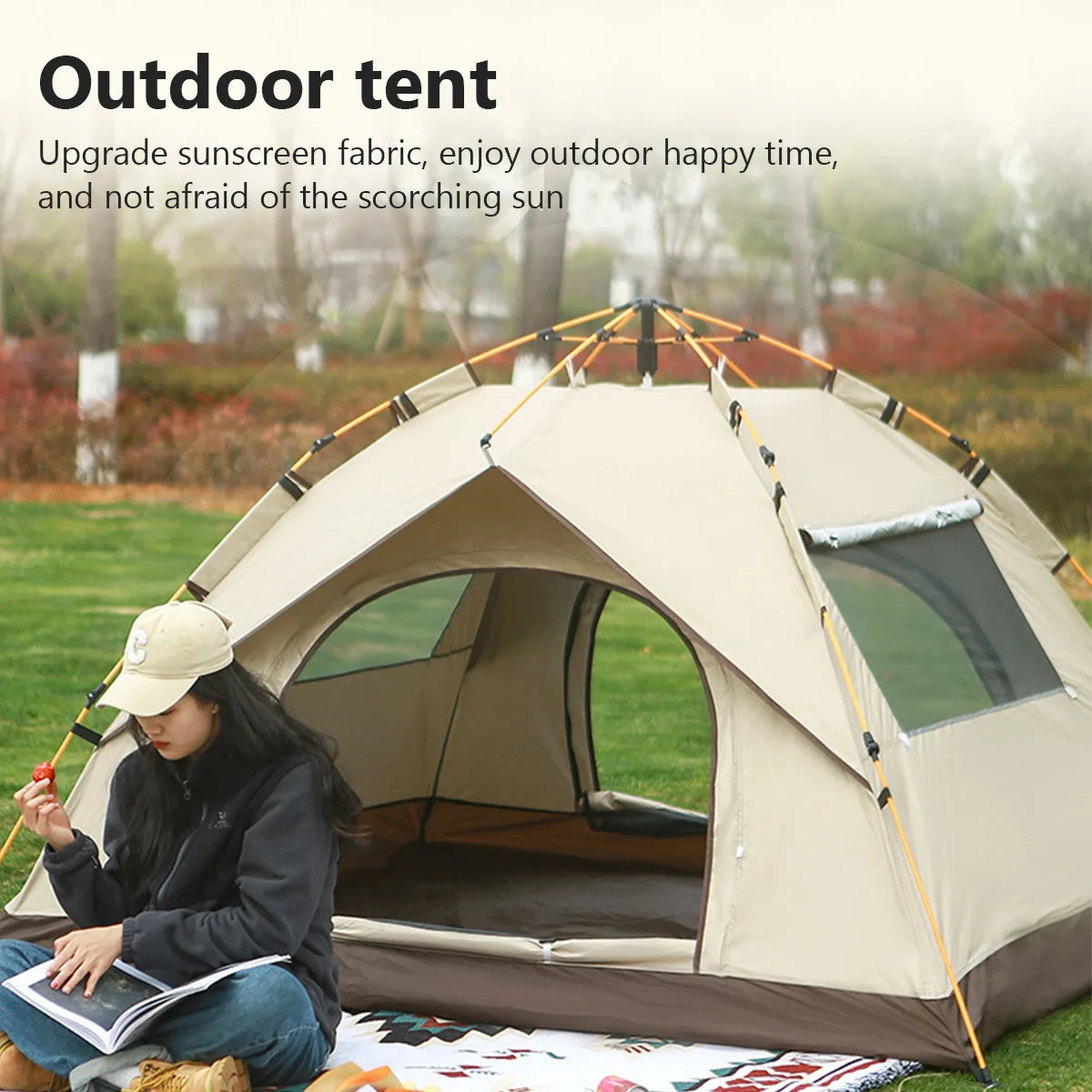 Outdoor Camping Tent with Waterproof Folding Portable for 4 Person