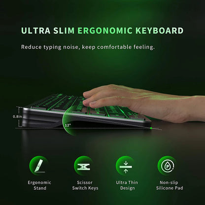 Multi-Device Bluetooth Wireless Rechargeable Keyboard with Backlight