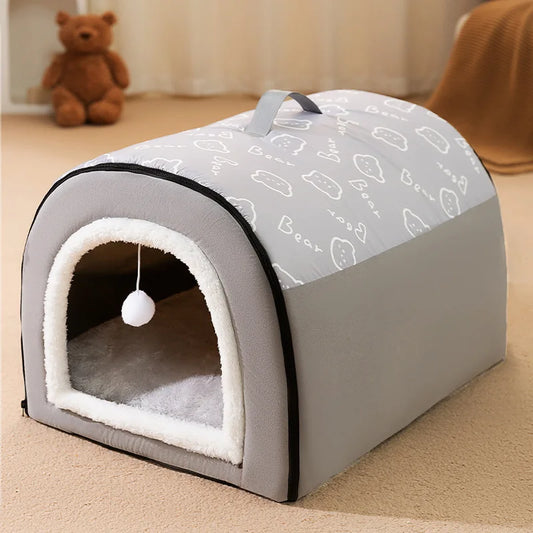Dog House Detachable Warm Bed with Non-Slip Base