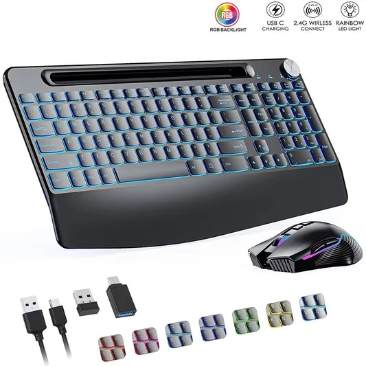 RGB Wireless Rechargeable Keyboard Mouse Combo