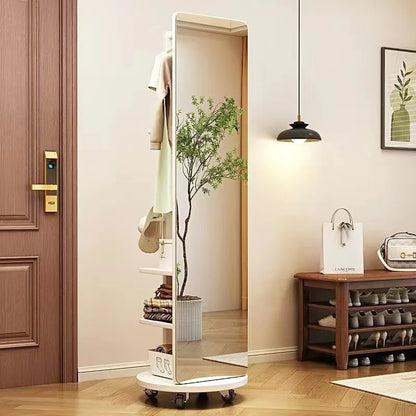 Rotating Mirror Wood Cabinet