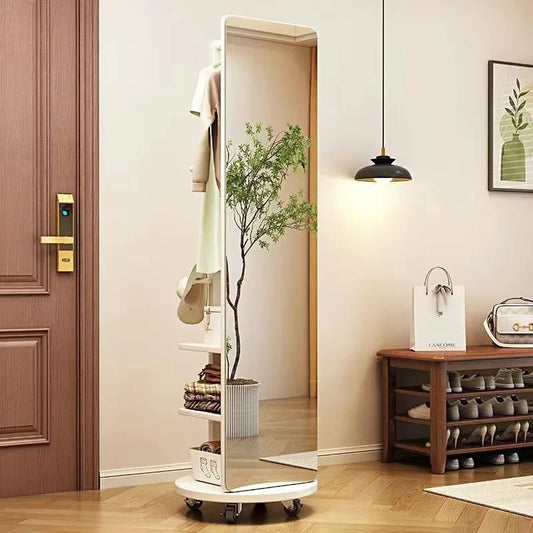 Rotating Mirror Wood Cabinet