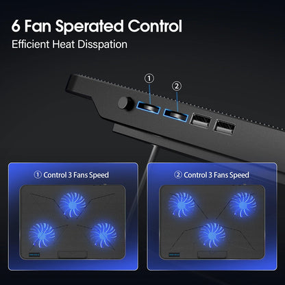 Laptop Cooling Pad Adjustable Stand with 6 Quiet Fans