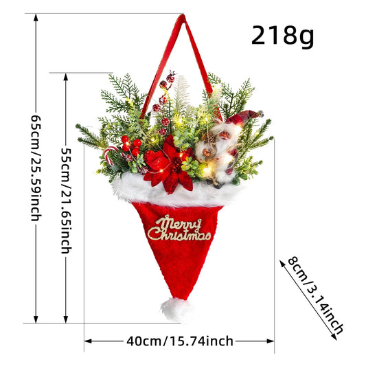 Christmas Wreath Pine Needles Santa Door Hanging
