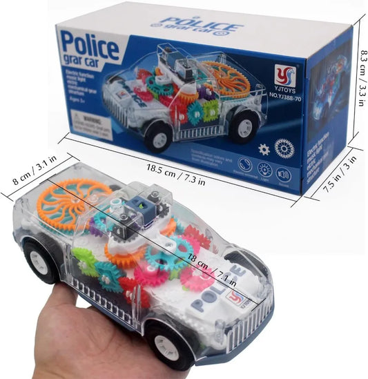 Police Car Toy Transparent Gears LED Music