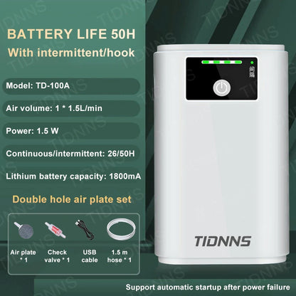 Aquarium Air Pump Rechargeable Silent USB Lithium Battery