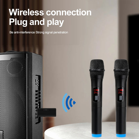 Wireless Microphone Dual Channel Handheld VHF System
