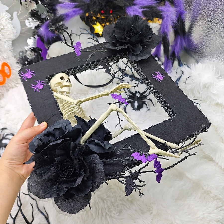 Skeleton Wreath Halloween Photo Frame Door Decoration