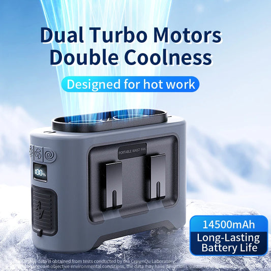 Outdoor Portable Fan Waist Neck with Dual Vent Rechargeable