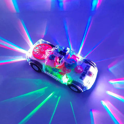 Police Car Toy Transparent Gears LED Music