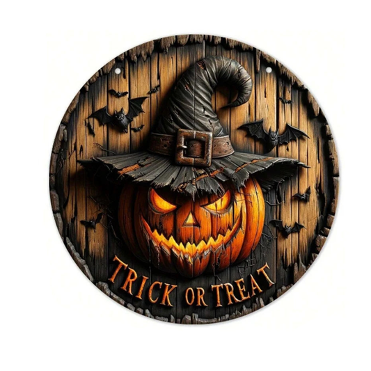 Halloween Wreath Wooden Retro Pumpkin Head Decoration