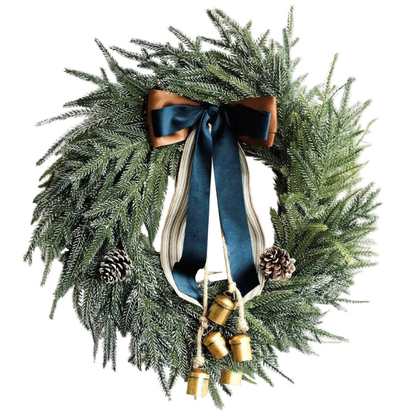 Christmas Wreath Artificial Norfolk Bells Ribbon