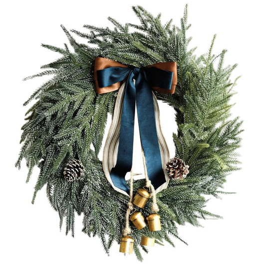 Christmas Wreath Artificial Norfolk Bells Ribbon