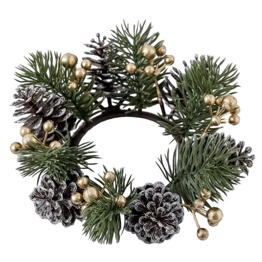 Christmas Candle Ring with Artificial Red Berry