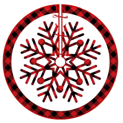 Christmas Tree Skirt Plaid with Red Black White Snowflake