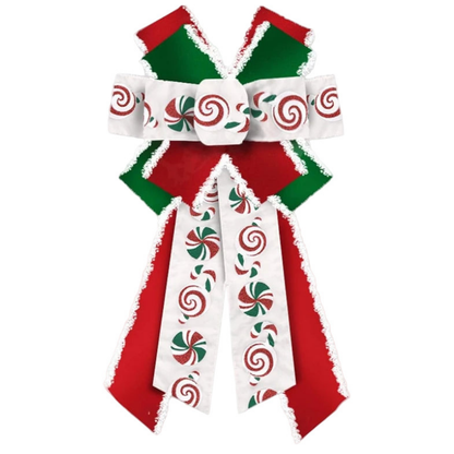 Christmas Bow with Red & Green Velvet  Ribbon