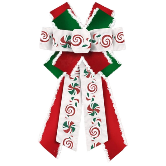 Christmas Bow with Red & Green Velvet  Ribbon