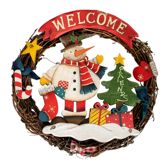 Rustic Wooden Christmas Santa Welcome Plaque