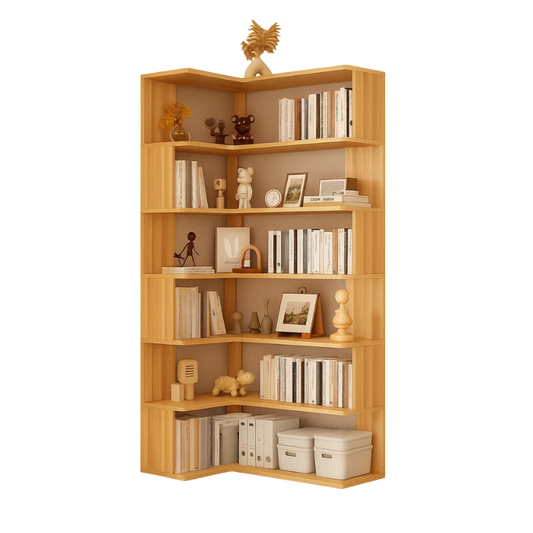 Bookcase Solid Wood Corner Modern Storage