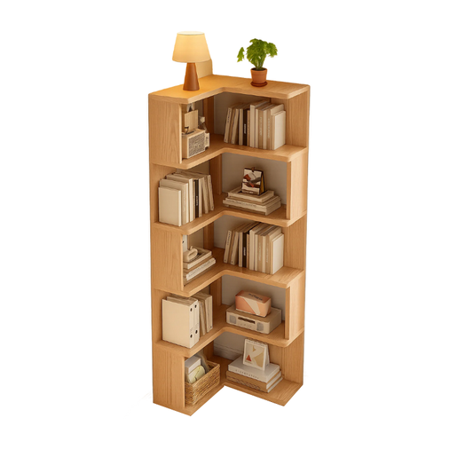 Bookshelf 5-Tier Corner with Storage Rack