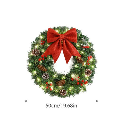 Christmas Wreath Red Bow Pine Cones