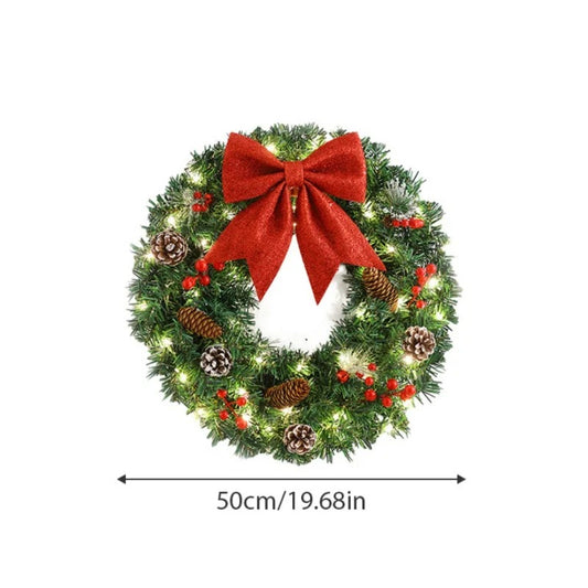 Christmas Wreath Red Bow Pine Cones