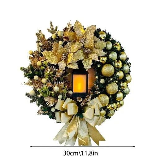 Christmas Wreath Lantern Garland with Bow