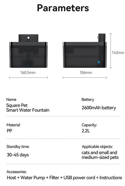 Cat Water Fountain Wireless Automatic 2600mAh