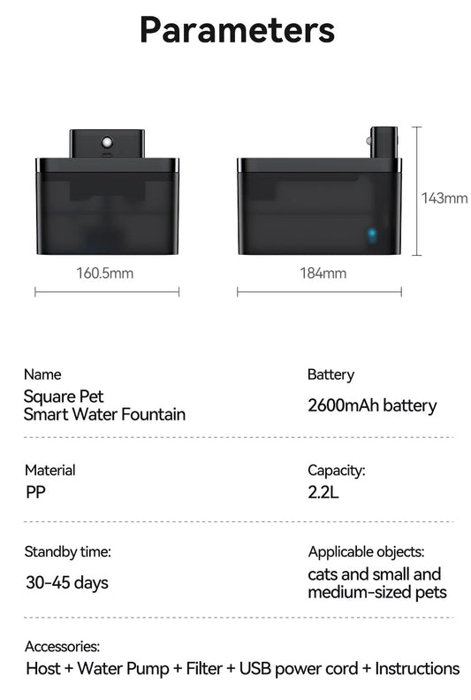 Cat Water Fountain Wireless Automatic 2600mAh