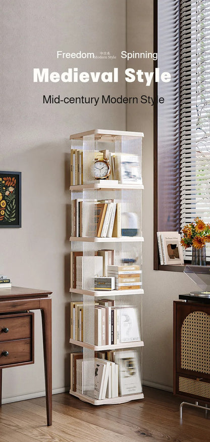 Bookshelf Rotating 360° Transparent Storage