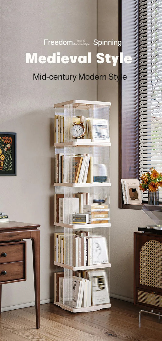 Bookshelf Rotating 360° Transparent Storage
