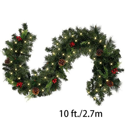 Christmas Garland Rattan with Red Lights