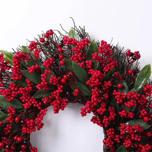Christmas Wreath Front Door Red Berry Pine