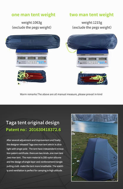 Outdoor Hiking Tent with Ultralight Waterproof Nylon (1  Person)