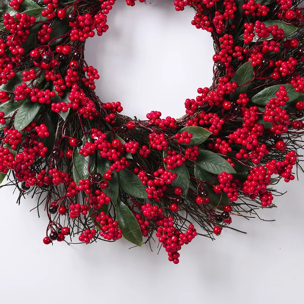 Christmas Wreath Front Door Red Berry Pine