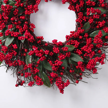 Christmas Wreath Front Door Red Berry Pine