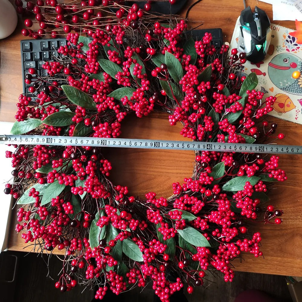Christmas Wreath Front Door Red Berry Pine