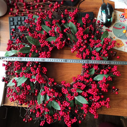 Christmas Wreath Front Door Red Berry Pine