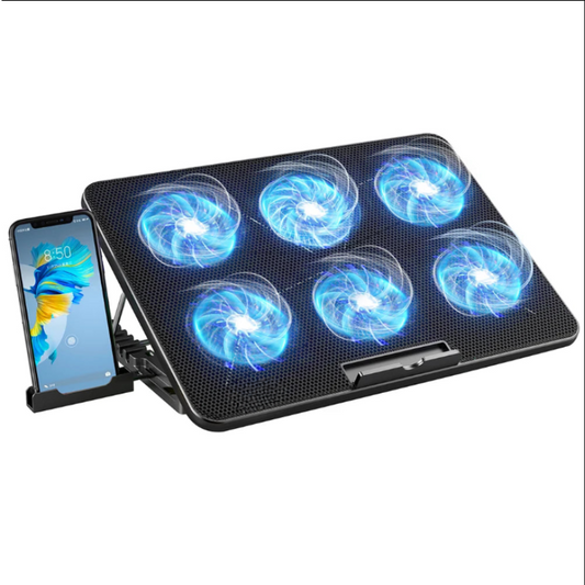Laptop Cooling Pad Adjustable Stand with 6 Quiet Fans