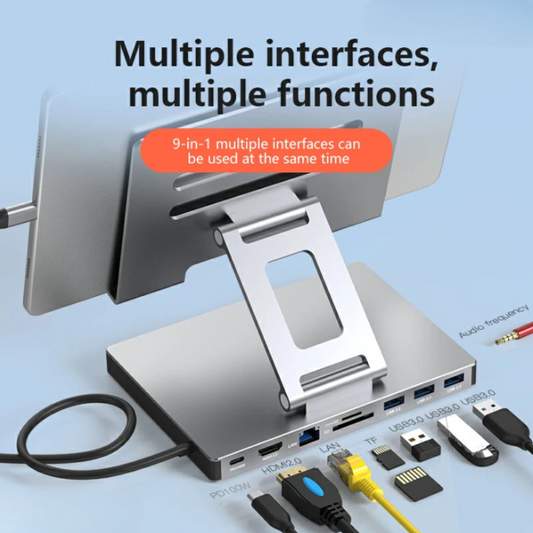 iPad Stand Docking Station USB C Hub 9-in-1