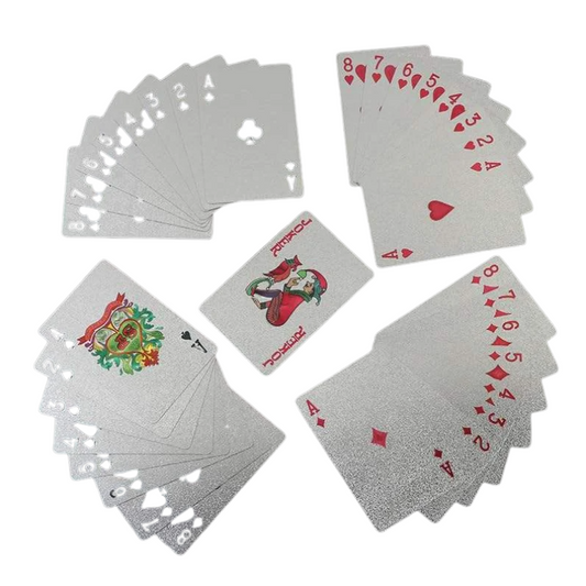 Playing Cards Silver Foil Waterproof Plastic