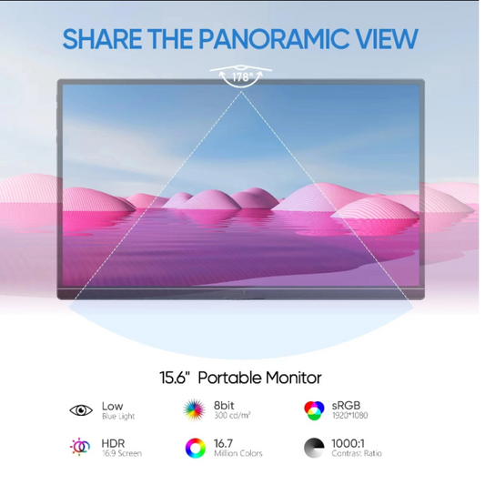 Portable Monitor Screen IPS Display USB-C HDMI 15.6"