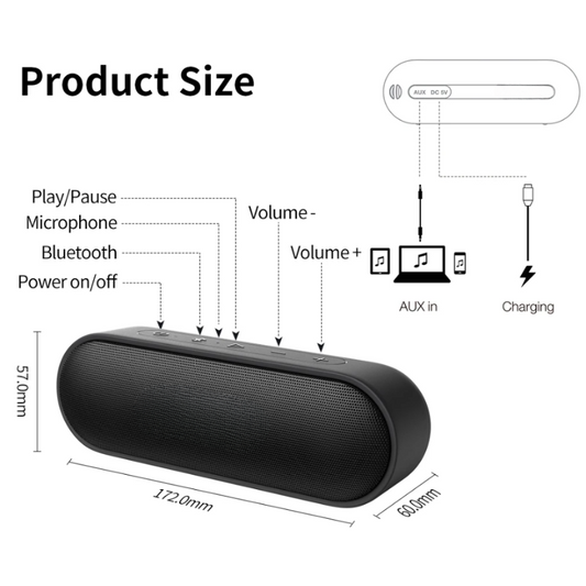 Waterproof Portable Bluetooth Speaker with deep Bass