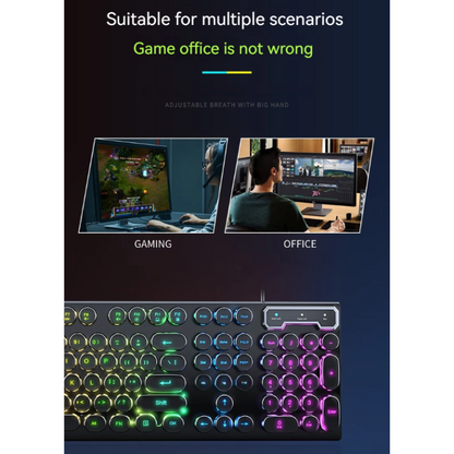 Retro Typewriter Gaming Keyboard RGB Wired 104 Keys
