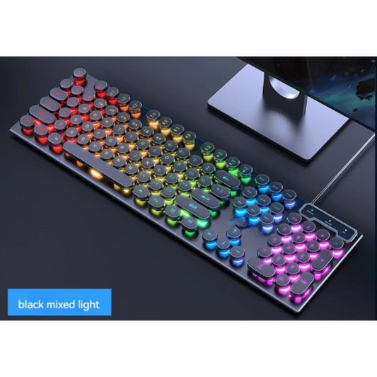 Retro Typewriter Gaming Keyboard RGB Wired 104 Keys