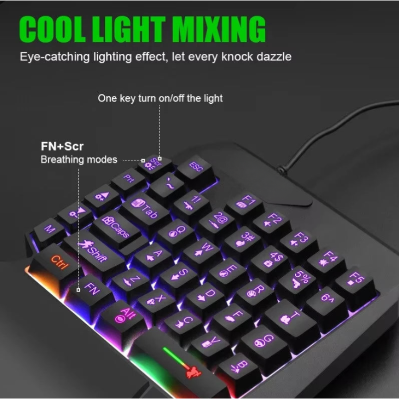 One-Handed Backlit Gaming Keyboard