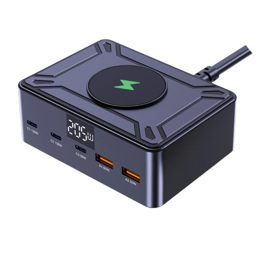 Charger GaN 205W Fast USB C Desktop Digital Display